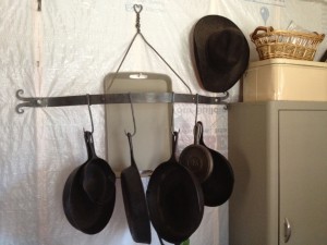 Given A Gift ~ Mountain Man made pot rack with decorative heart top