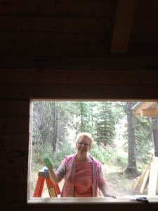 Given A Gift ~ Momma Trayer lending a hand to get the cabin windows clean