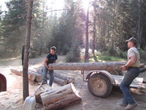 Given A Gift ~ Mountain Man and Mountain Boy unloading cut dead timber